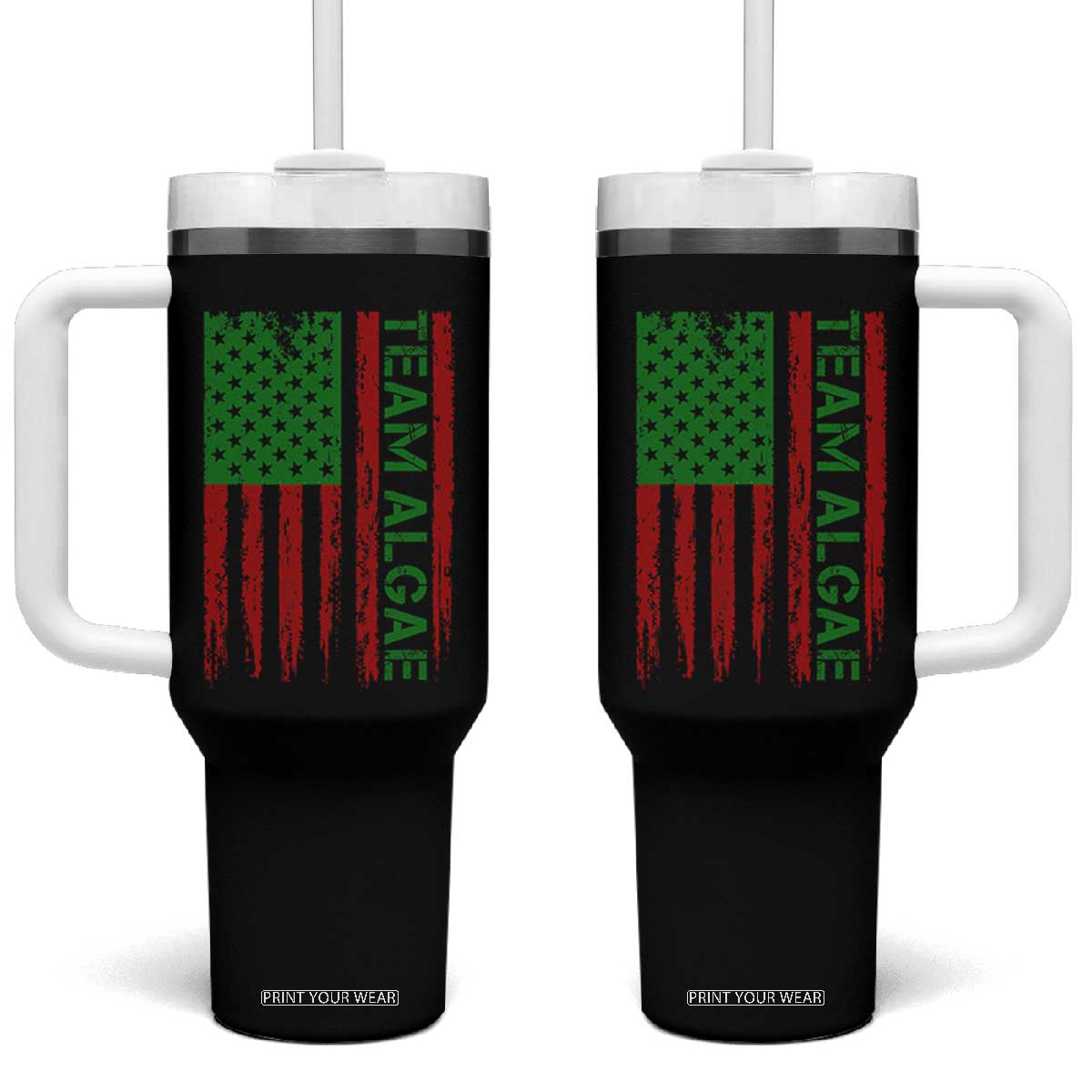 Team Algae Tumbler With Handle Funny Make Algae Great Again American Flag Political Meme TS14 One Size: 40 oz Black Print Your Wear