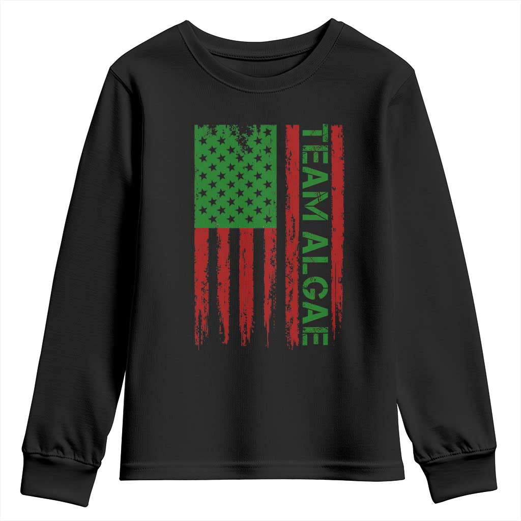 Team Algae Youth Sweatshirt Funny Make Algae Great Again American Flag Political Meme TS14 Black Print Your Wear