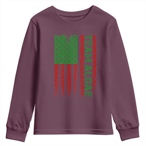 Team Algae Youth Sweatshirt Funny Make Algae Great Again American Flag Political Meme TS14 Maroon Print Your Wear