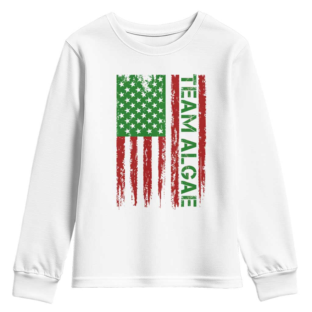 Team Algae Youth Sweatshirt Funny Make Algae Great Again American Flag Political Meme TS14 White Print Your Wear