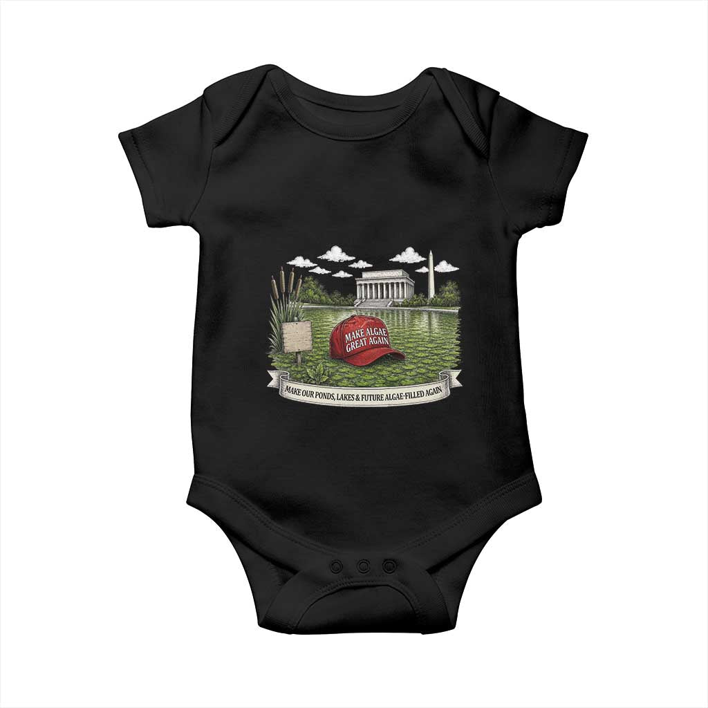 Make Algae Great Again Baby Onesie Funny Political Satire Humor TS14 Black Print Your Wear