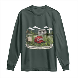 Make Algae Great Again Long Sleeve Shirt Funny Political Satire Humor TS14 Dark Forest Green Print Your Wear