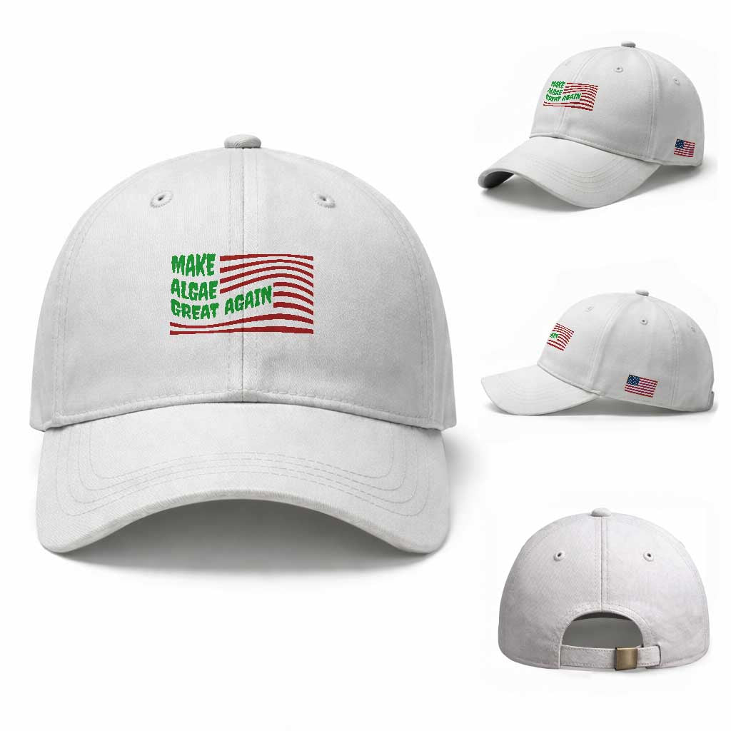 Make Algae Great Again Baseball Cap Funny Political Satire American Flag Meme TS14 Baseball Cap Universal Fit White Print Your Wear