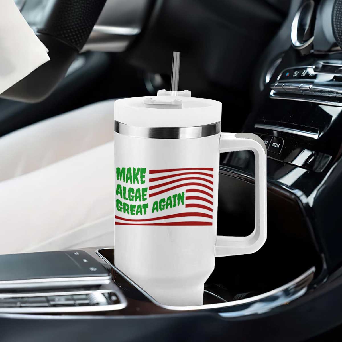 Make Algae Great Again Tumbler With Handle Funny Political Satire American Flag Meme TS14 Print Your Wear
