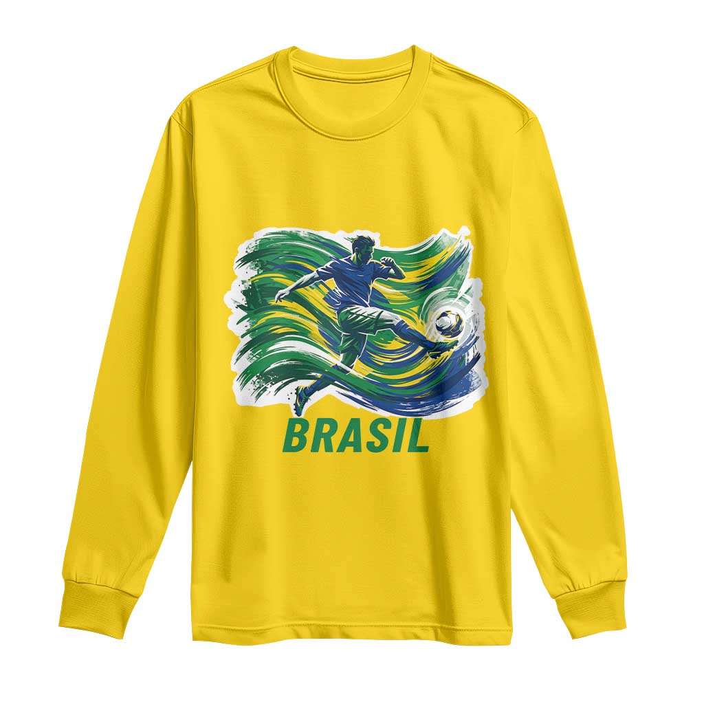 Brazil Soccer Fan Long Sleeve Shirt Brasil Flag Football Game Day Supporter TS14 Daisy Print Your Wear
