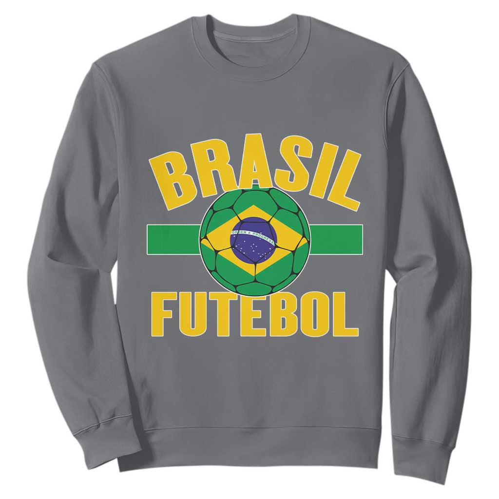 Brazil Soccer Football Fan Brasil Flag Sweatshirt TS14 Charcoal Print Your Wear