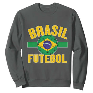 Brazil Soccer Football Fan Brasil Flag Sweatshirt TS14 Dark Heather Print Your Wear