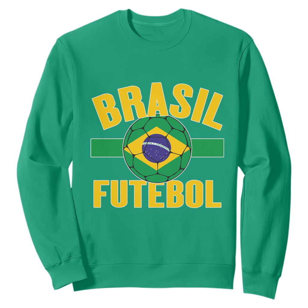 Brazil Soccer Football Fan Brasil Flag Sweatshirt TS14 Irish Green Print Your Wear