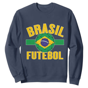 Brazil Soccer Football Fan Brasil Flag Sweatshirt TS14 Navy Print Your Wear
