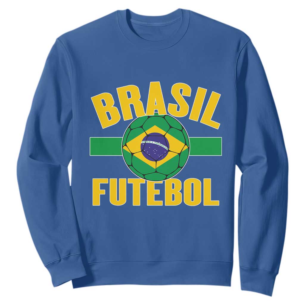 Brazil Soccer Football Fan Brasil Flag Sweatshirt TS14 Royal Blue Print Your Wear