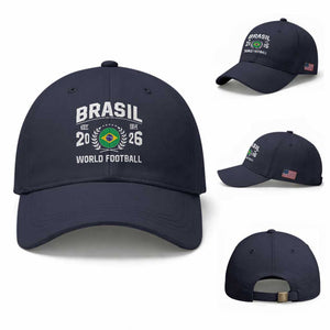 Brasil Flag Brazil Soccer Football Fan Baseball Cap TS14 Baseball Cap Universal Fit Navy Print Your Wear