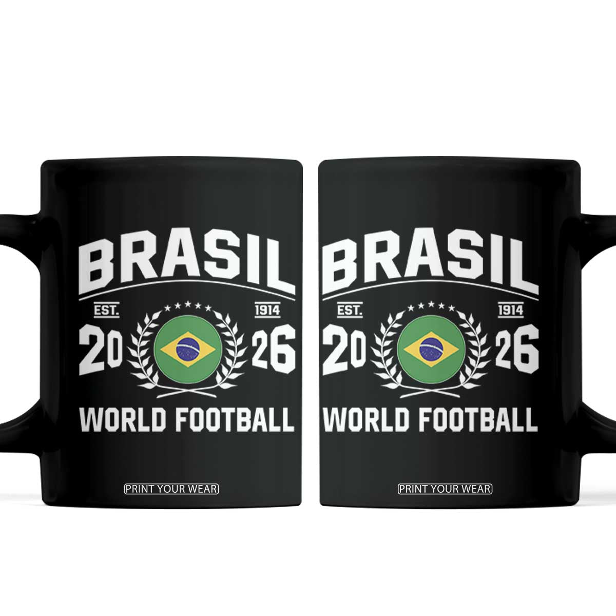 Brasil Flag Brazil Soccer Football Fan Coffee Mug TS14 Black Print Your Wear
