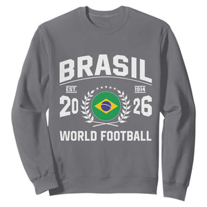 Brasil Flag Brazil Soccer Football Fan Sweatshirt TS14 Charcoal Print Your Wear
