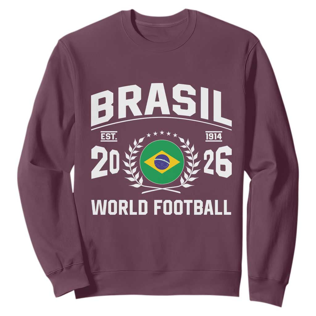 Brasil Flag Brazil Soccer Football Fan Sweatshirt TS14 Maroon Print Your Wear