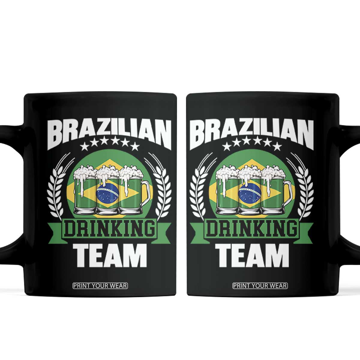 Brazil Drinking Team Coffee Mug Funny Brazilian Flag Beer Party Gift TS14 Black Print Your Wear