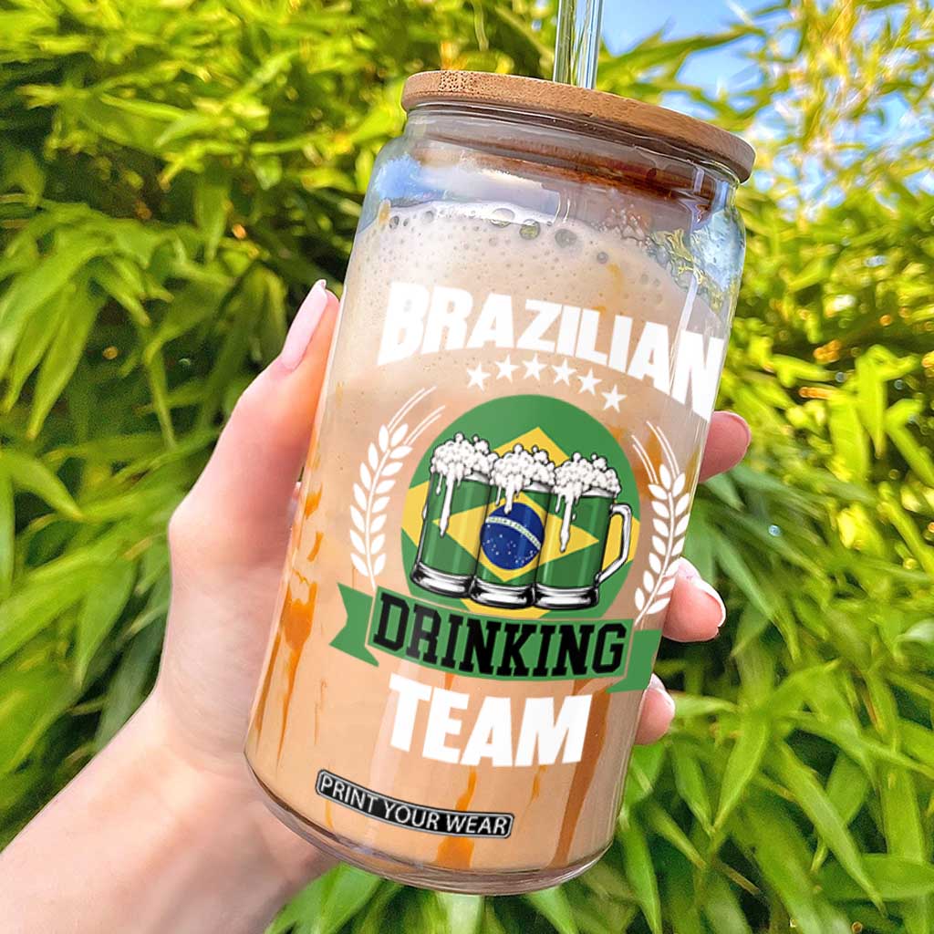 Brazil Drinking Team Glass Can Funny Brazilian Flag Beer Party Gift TS14 Black Print Your Wear