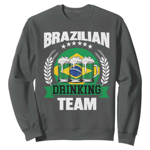 Brazil Drinking Team Sweatshirt Funny Brazilian Flag Beer Party Gift TS14 Dark Heather Print Your Wear