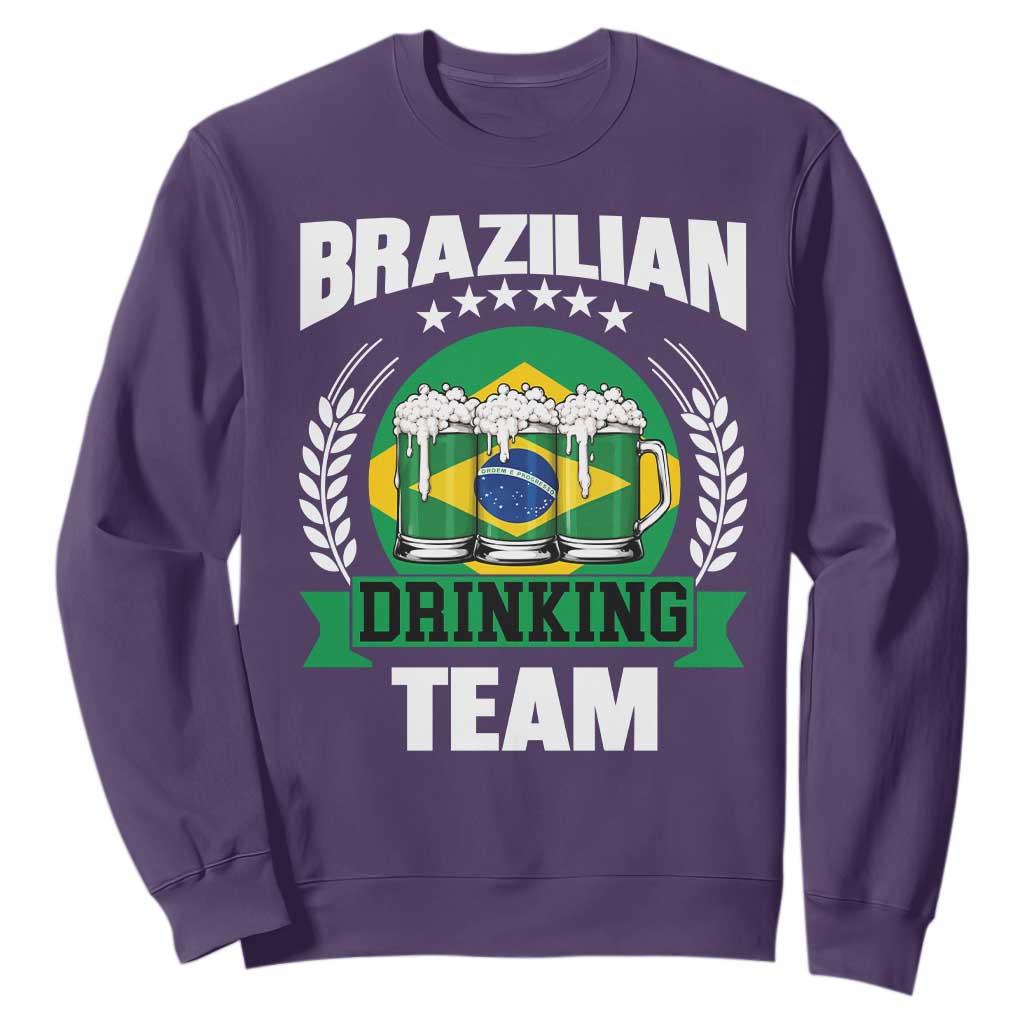 Brazil Drinking Team Sweatshirt Funny Brazilian Flag Beer Party Gift TS14 Purple Print Your Wear