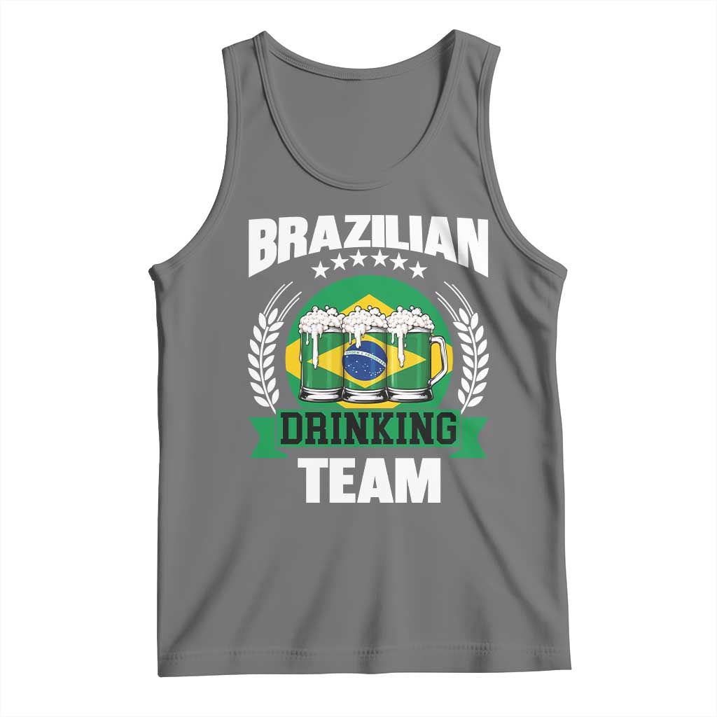 Brazil Drinking Team Tank Top Funny Brazilian Flag Beer Party Gift TS14 Black Heather Print Your Wear