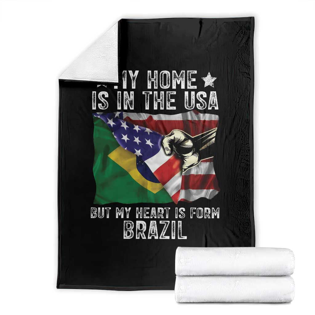Brazilian American Patriot Heart Is From Brazil Flag Throw Blanket TS14 Black Print Your Wear
