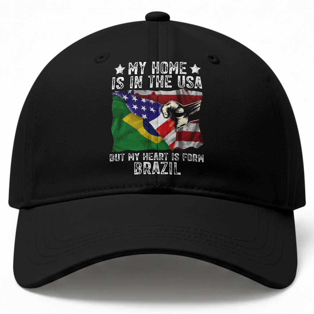 Brazilian American Patriot Heart Is From Brazil Flag Baseball Cap TS14 Print Your Wear