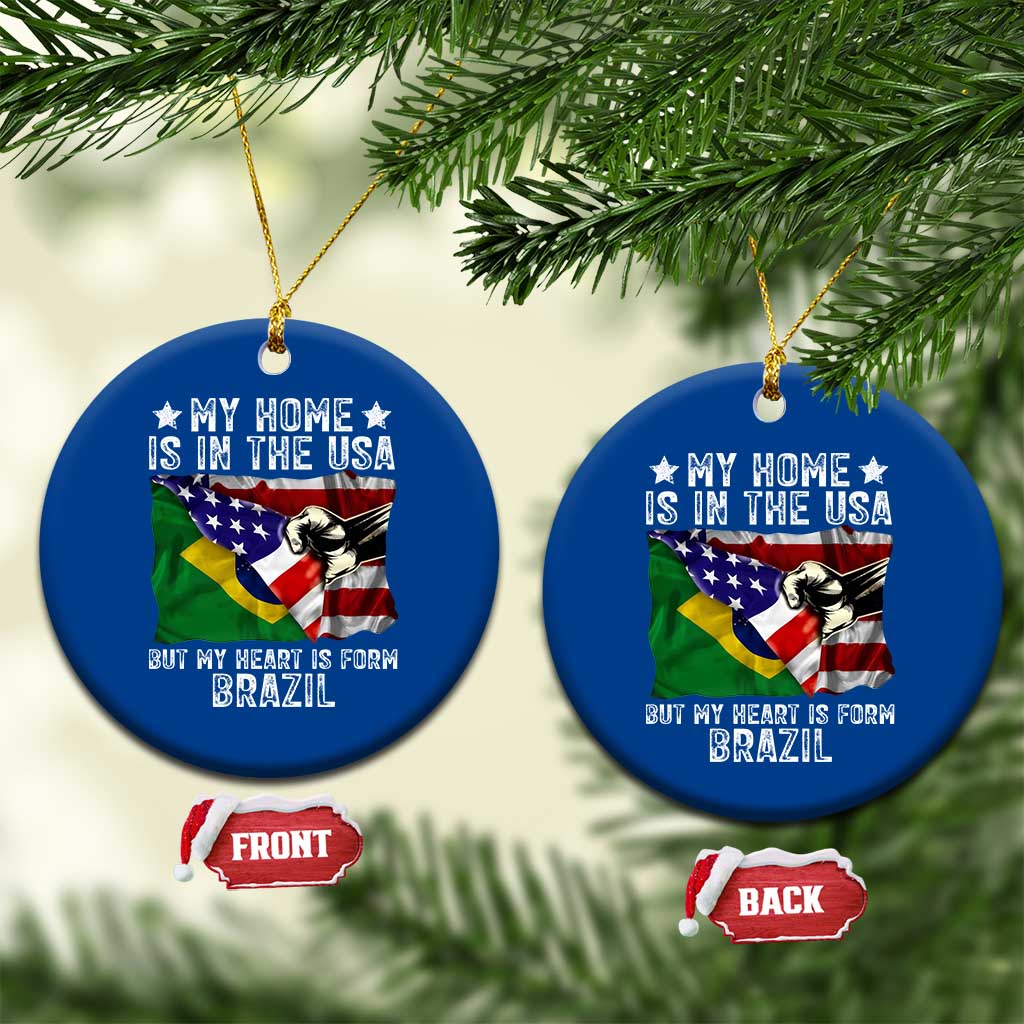 Brazilian American Patriot Heart Is From Brazil Flag Ceramic Ornament TS14 1pc Blue Print Your Wear