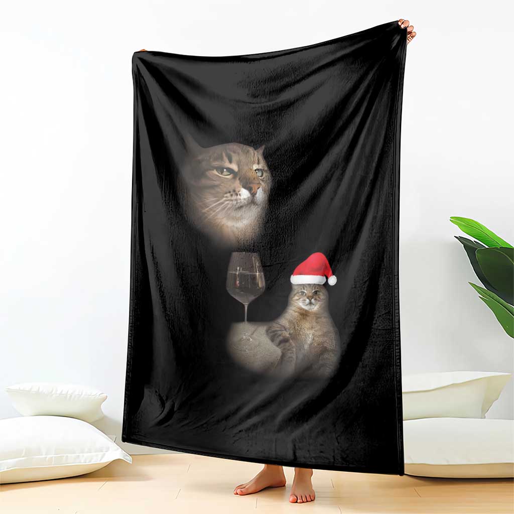 Funny Cat Christmas Throw Blanket Cats Drinking Wine Oddly Specific Meme TS14 Print Your Wear