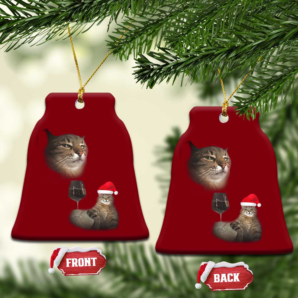 Funny Cat Xmas Ceramic Ornament Cats Drinking Wine Oddly Specific Meme TS14 Print Your Wear