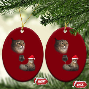 Funny Cat Xmas Ceramic Ornament Cats Drinking Wine Oddly Specific Meme TS14 Print Your Wear