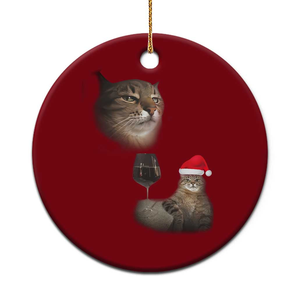 Funny Cat Xmas Ceramic Ornament Cats Drinking Wine Oddly Specific Meme TS14 1pc Red Print Your Wear