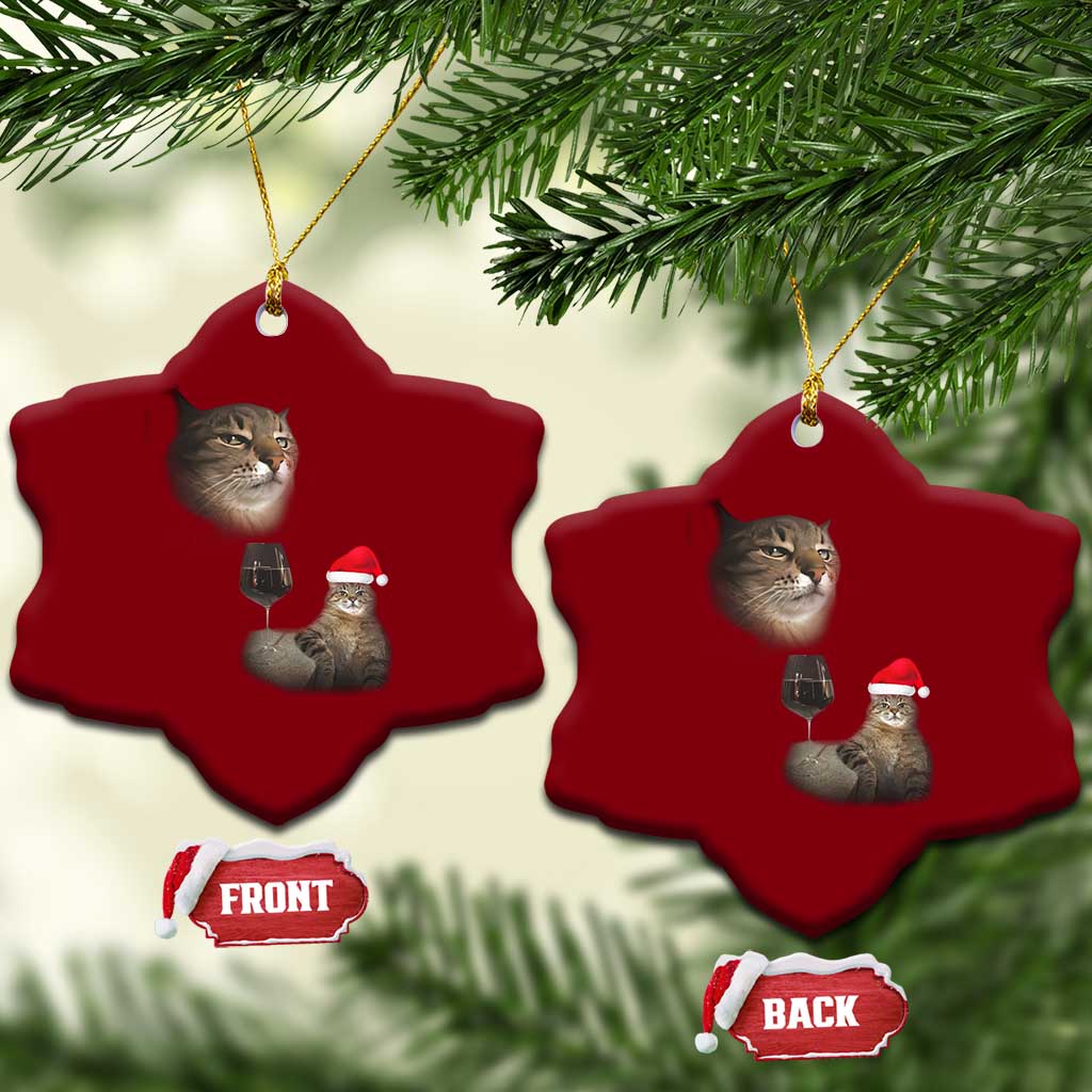 Funny Cat Xmas Ceramic Ornament Cats Drinking Wine Oddly Specific Meme TS14 Print Your Wear