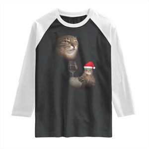 Funny Cat Christmas Raglan Shirt Cats Drinking Wine Oddly Specific Meme TS14 Black White Print Your Wear