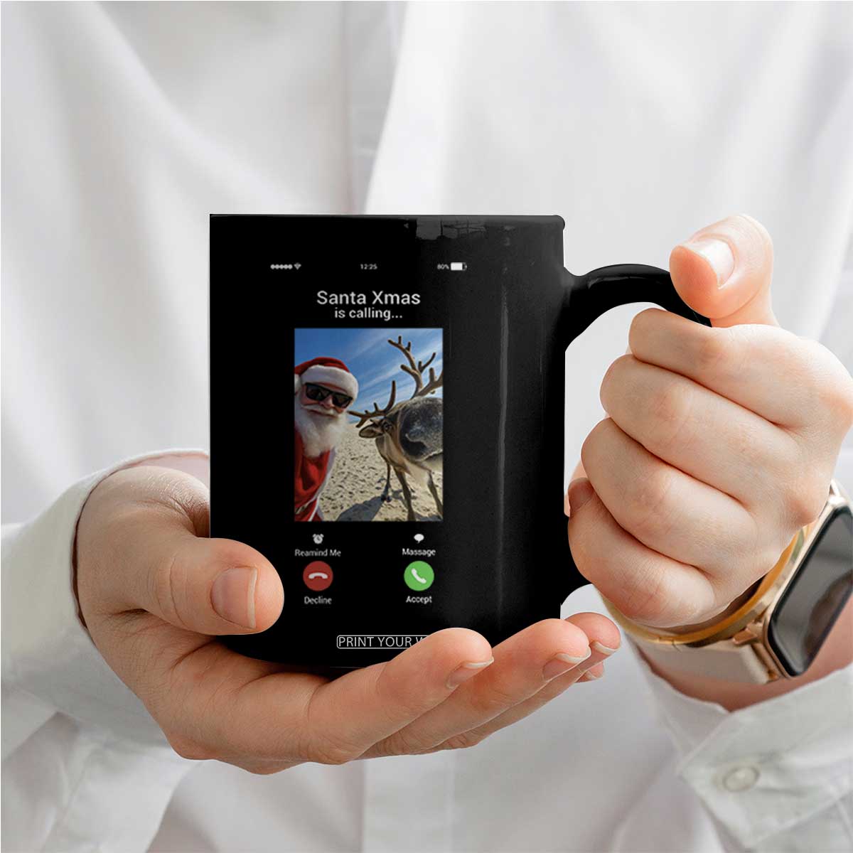 Santa Christmas Meme Coffee Mug Reindeer Video Call TS14 Print Your Wear