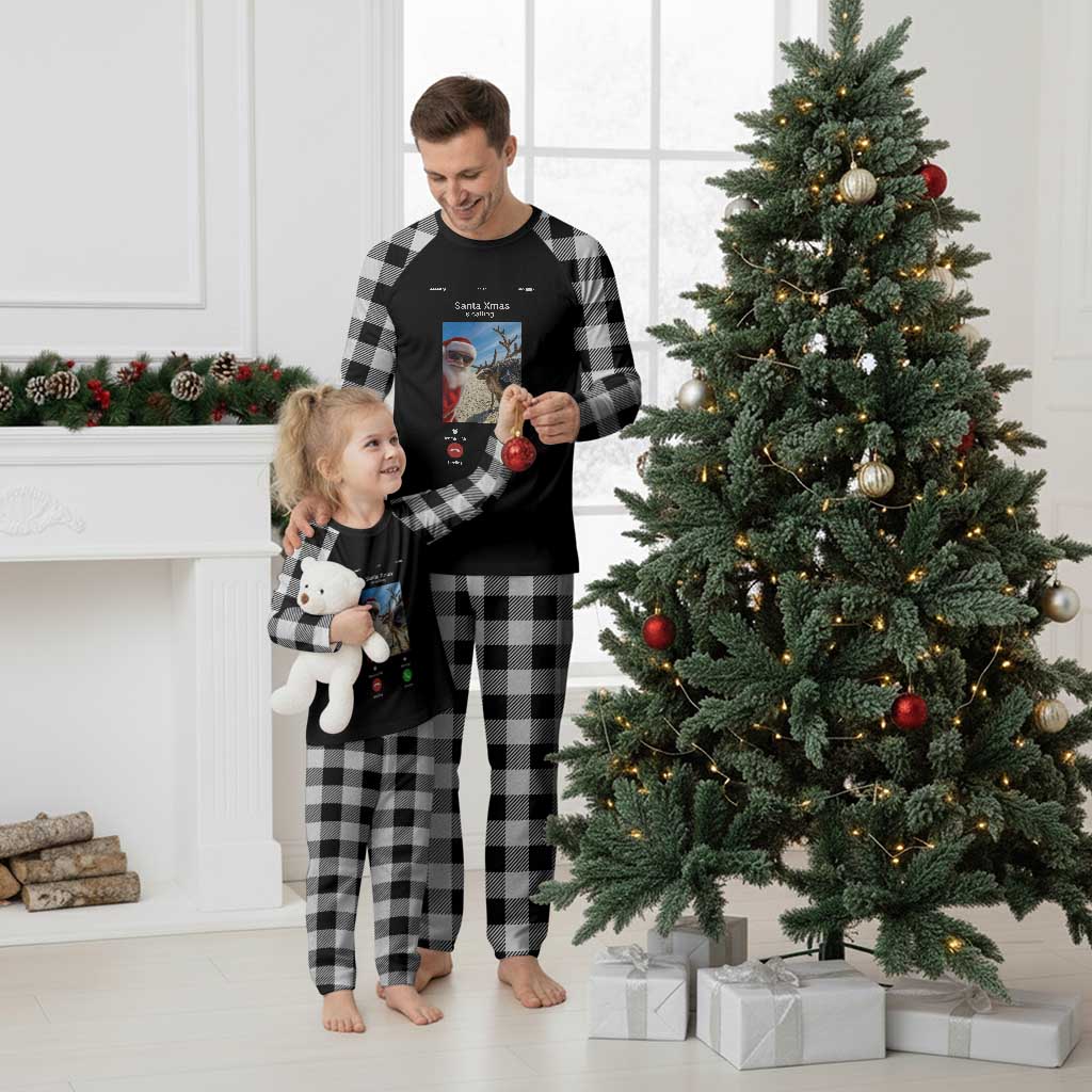 Santa Christmas Meme Plaid Pajama Set Reindeer Video Call TS14 White Plaid Print Your Wear
