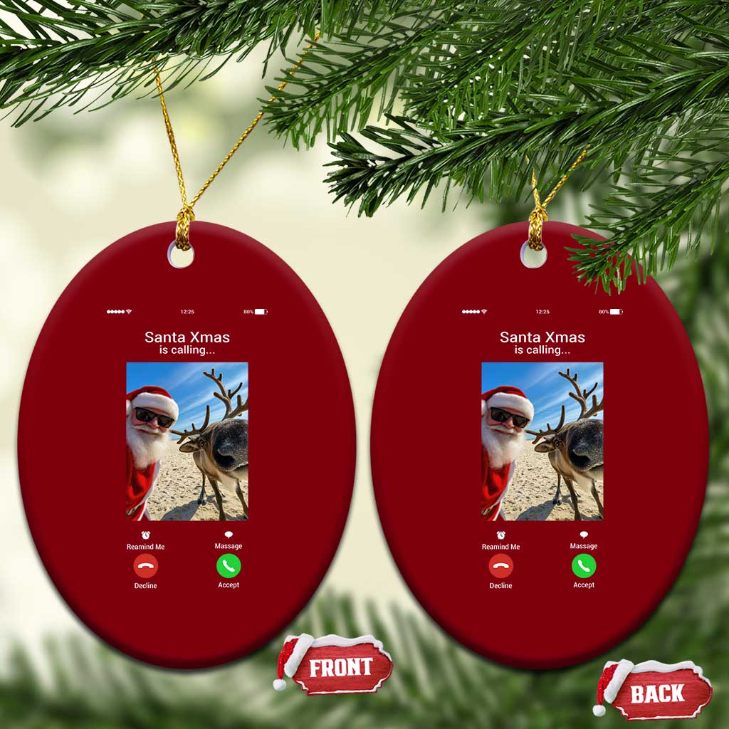 Santa Xmas Meme Ceramic Ornament Reindeer Video Call TS14 Print Your Wear