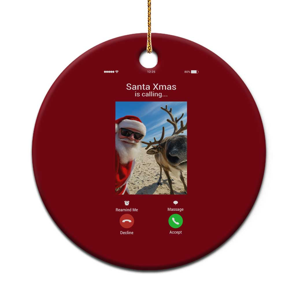Santa Xmas Meme Ceramic Ornament Reindeer Video Call TS14 1pc Red Print Your Wear