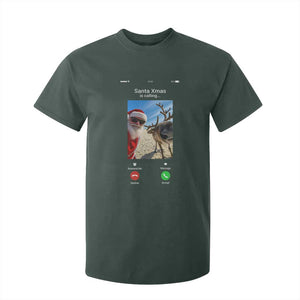 Santa Christmas Meme T Shirt For Kid Reindeer Video Call TS14 Dark Forest Green Print Your Wear