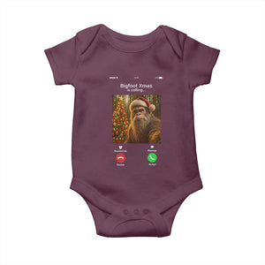 Funny Bigfoot Christmas Baby Onesie Sasquatch Video Call Meme TS14 Maroon Print Your Wear