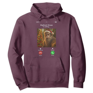 Funny Bigfoot Christmas Hoodie Sasquatch Video Call Meme TS14 Maroon Print Your Wear