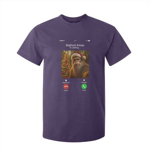 Funny Bigfoot Christmas T Shirt For Kid Sasquatch Video Call Meme TS14 Purple Print Your Wear
