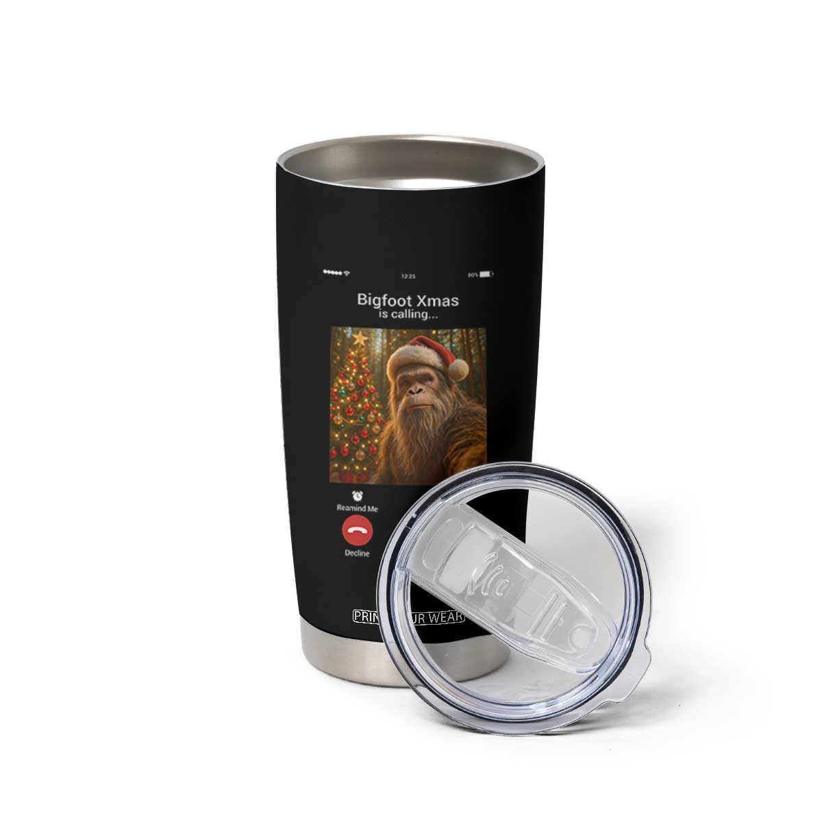 Funny Bigfoot Christmas Tumbler Cup Sasquatch Video Call Meme TS14 Print Your Wear