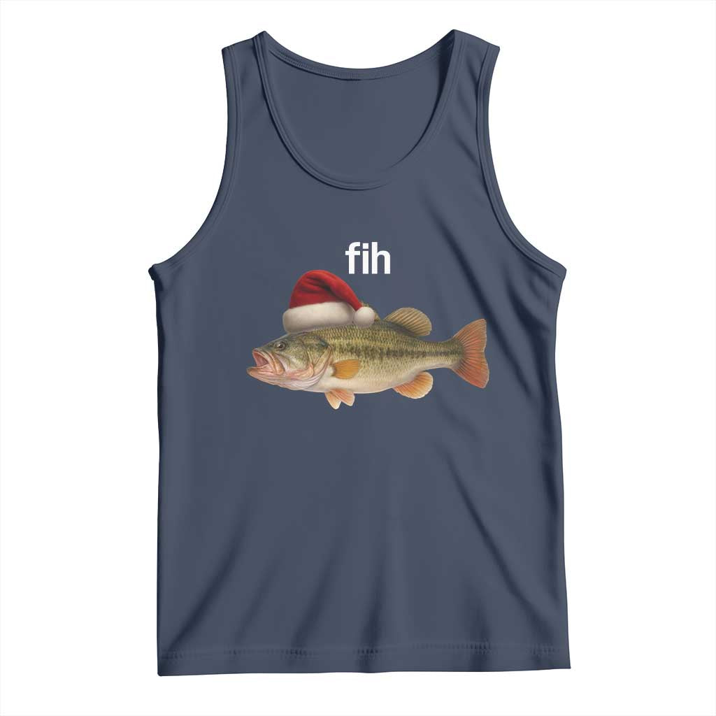 Funny Misspelled Fish Christmas Meme Tank Top TS14 Navy Print Your Wear