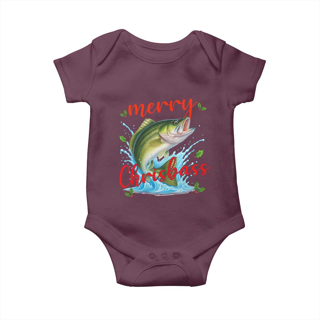 Bass Fish Christmas Baby Onesie Merry Chrisbass TS14 Maroon Print Your Wear