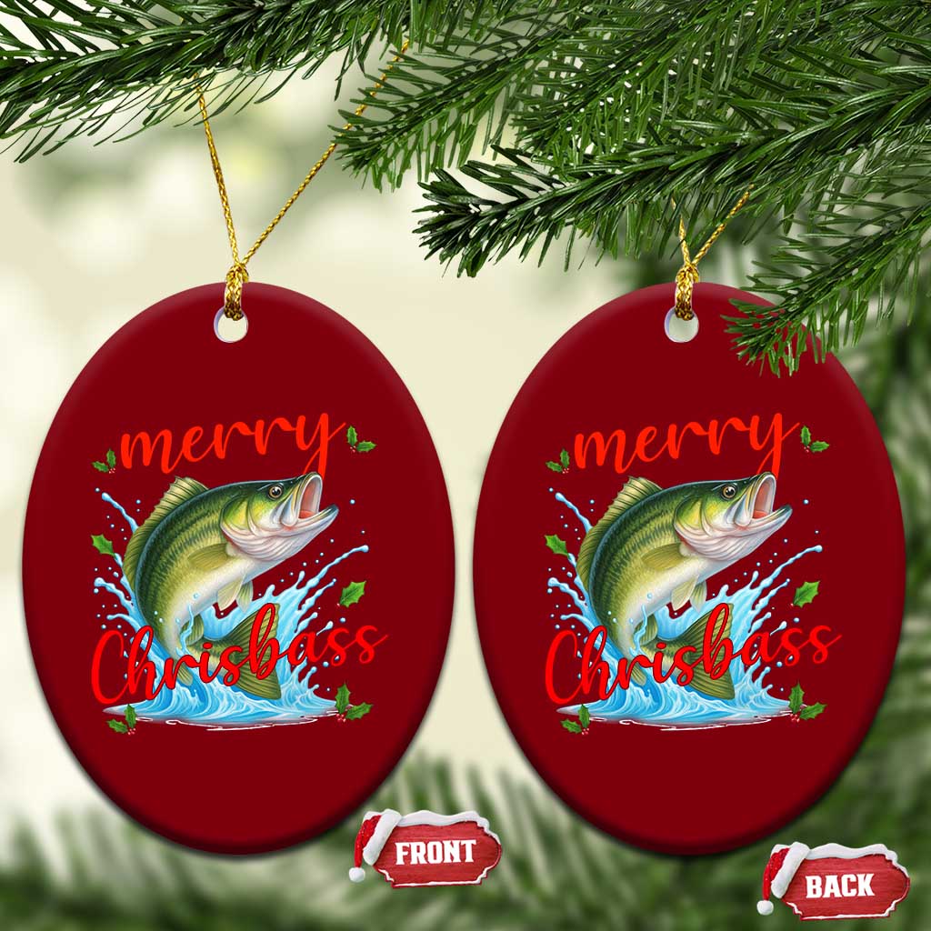 Bass Fish Xmas Ceramic Ornament Merry Chrisbass TS14 Print Your Wear