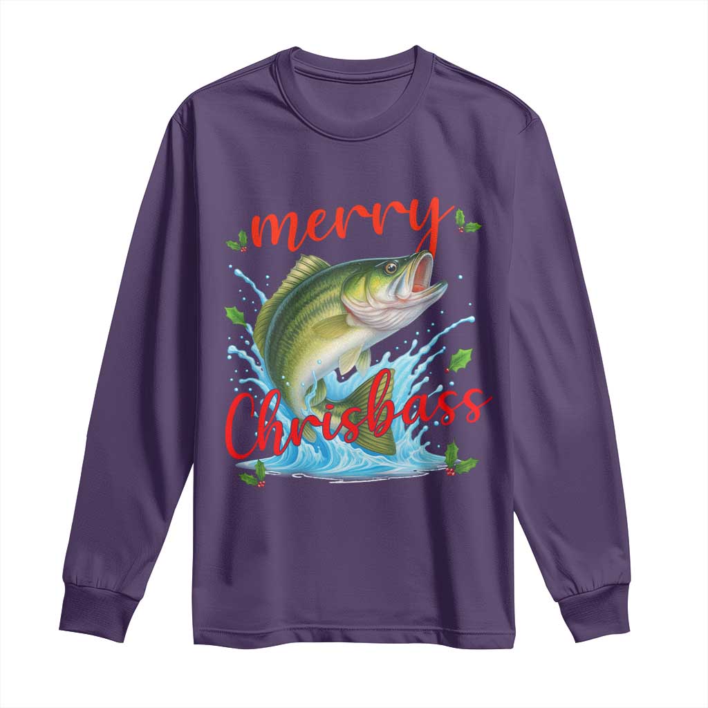 Bass Fish Christmas Long Sleeve Shirt Merry Chrisbass TS14 Purple Print Your Wear