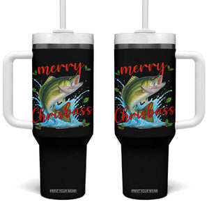 Bass Fish Christmas Tumbler With Handle Merry Chrisbass TS14 One Size: 40 oz Black Print Your Wear