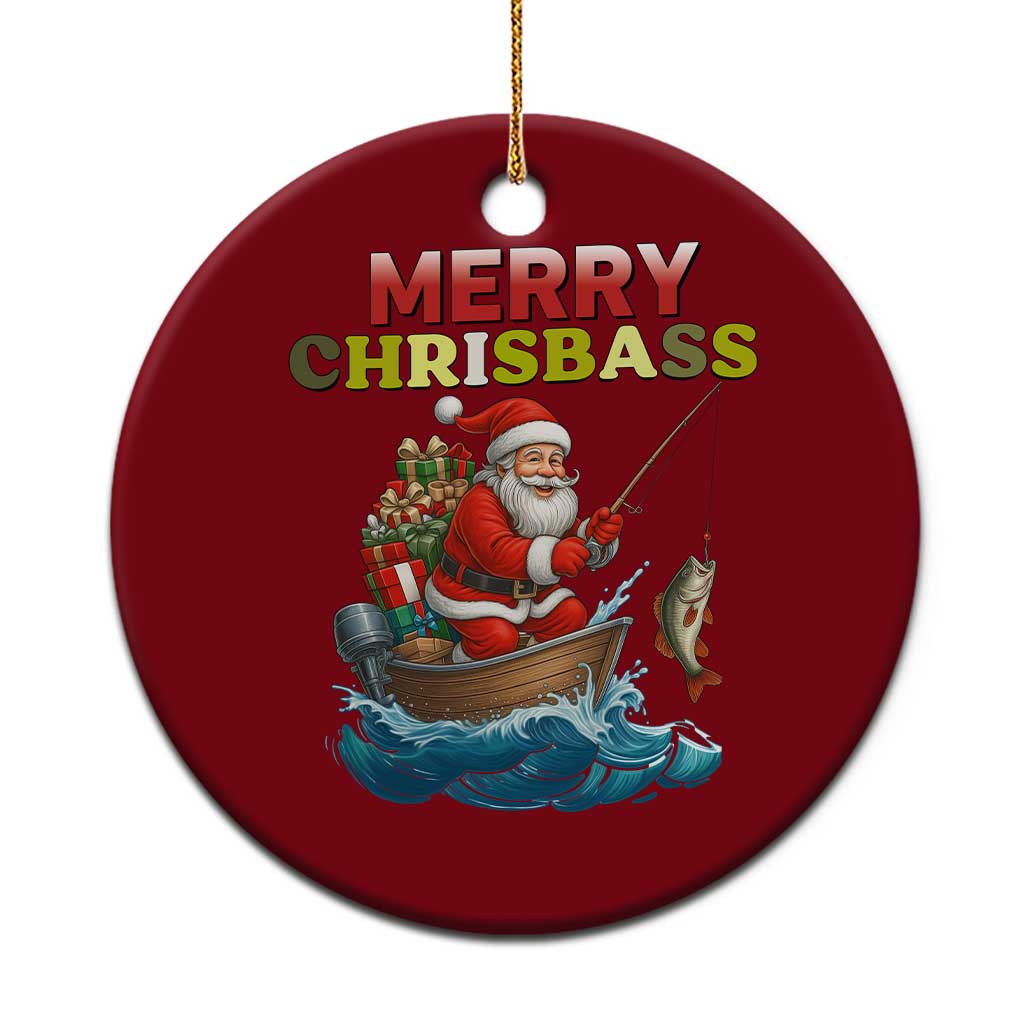Santa Fishing Xmas Ceramic Ornament Funny Fisherman Merry Chrisbass Xmas TS14 1pc Red Print Your Wear