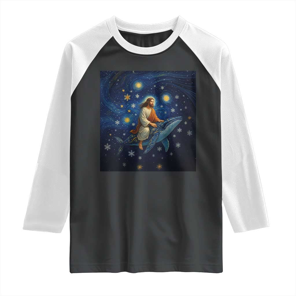 Jesus Christian Raglan Shirt Stary Night Van Gogh Christmas TS14 Black White Print Your Wear