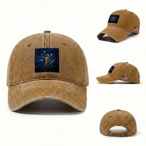Jesus Christian Washed Cotton Baseball Cap Stary Night Van Gogh Christmas TS14 Washed Cap Universal Fit Yellow Ochre Print Your Wear