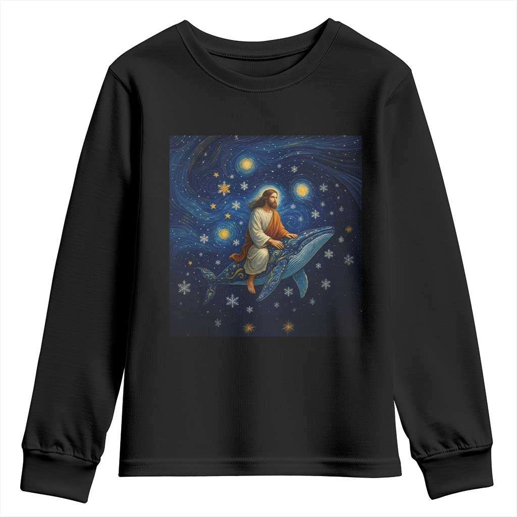 Jesus Christian Youth Sweatshirt Stary Night Van Gogh Christmas TS14 Black Print Your Wear